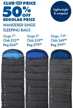 BCF WANDERER SINGE SLEEPING BAGS offer