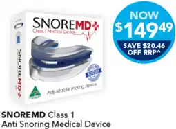 Amcal Pharmacies SNOREMD Class 1 Anti Snoring Medical Device offer