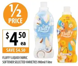 Supabarn FLUFFY LIQUID FABRIC SOFTENER SELECTED VARIETIES 900ml/1 litre offer