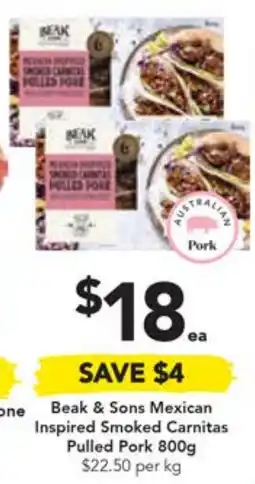 Drakes Beak & Sons Mexican Inspired Smoked Carnitas Pulled Pork 800g offer