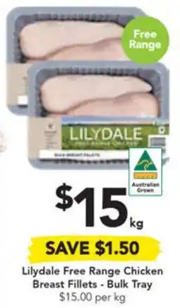 Drakes Lilydale Free Range Chicken Breast Fillets - Bulk Tray per kg offer