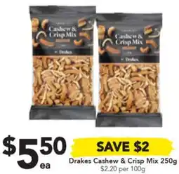 Drakes Drakes Cashew & Crisp Mix 250g offer