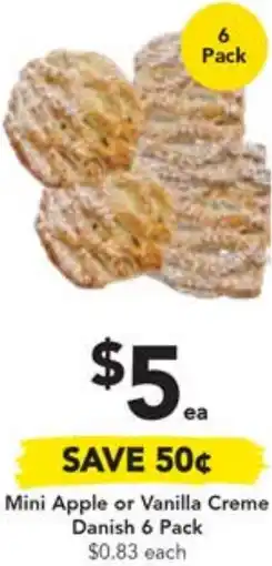 Drakes Mini Apple or Vanilla Creme Danish 6 Pack offer