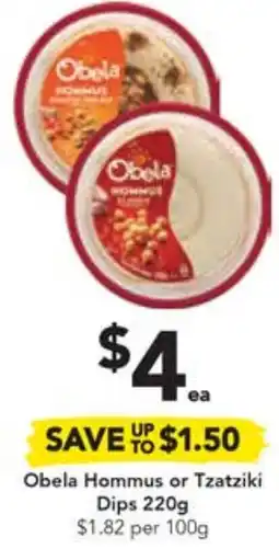 Drakes Obela Hommus or Tzatziki Dips 220g offer