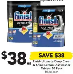 Drakes Finish Ultimate Deep Clean & Shine Lemon Dishwasher Tablets 80 Pack offer