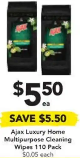 Drakes Ajax Luxury Home Multipurpose Cleaning Wipes 110 Pack offer
