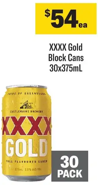 Liquorland XXXX Gold Block Cans 30x375mL offer