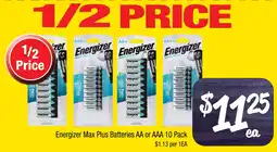 Farmer Jack's Energizer Max Plus Batteries AA or AAA 10 Pack offer