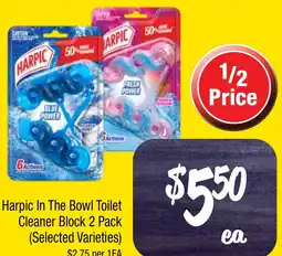Farmer Jack's Harpic In The Bowl Toilet Cleaner Block 2 Pack offer