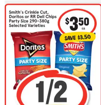 IGA Smith's Crinkle Cut, Doritos or RR Deli Chips Party Size 290-380g Selected Varieties offer