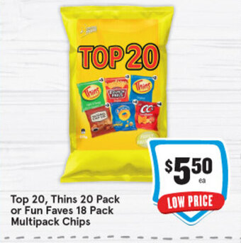 IGA Top 20, Thins 20 Pack or Fun Faves 18 Pack Multipack Chips offer