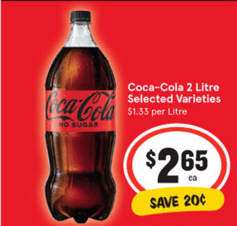 IGA Coca-Cola 2 Litre Selected Varieties offer