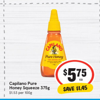 IGA Capilano Pure Honey Squeeze 375g offer