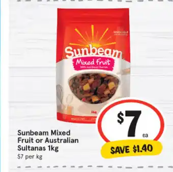 IGA Sunbeam Mixed Fruit or Australian Sultanas 1kg offer