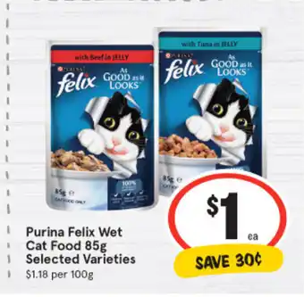 IGA Purina Felix Wet Cat Food 85g Selected Varieties offer