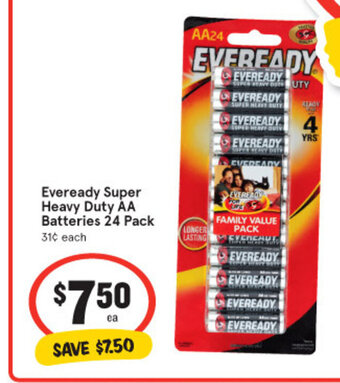 IGA Eveready Super Heavy Duty AA Batteries 24 Pack offer