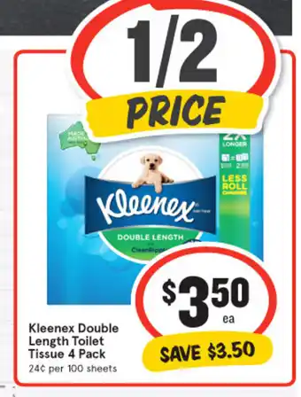 IGA Kleenex Double Length Toilet Tissue 4 Pack offer