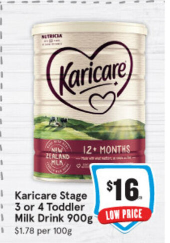 IGA Karicare Stage 3 or 4 Toddler Milk Drink 900g offer