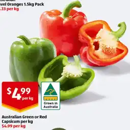 ALDI Australian Green or Red Capsicum per kg offer