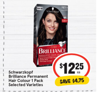 IGA Schwarzkopf Brilliance Permanent Hair Colour 1 Pack offer