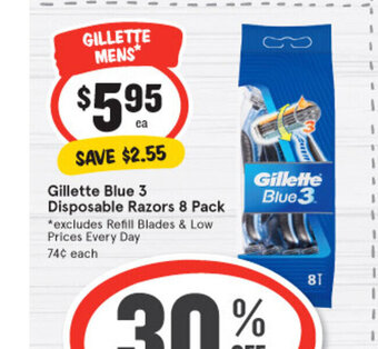 IGA Gillette Blue 3 Disposable Razors 8 Pack offer