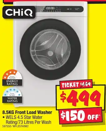 JB Hi-Fi CHIQ 8.5KG Front Load Washer offer