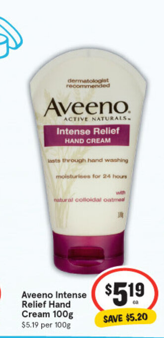 IGA Aveeno Intense Relief Hand Cream 100g offer
