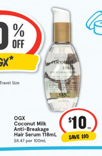 IGA OGX Coconut Milk Anti-Breakage Hair Serum 118ml offer