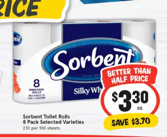 IGA Sorbent Toilet Rolls 8 Pack offer