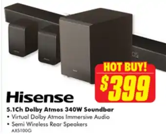 The Good Guys Hisense 5.1Ch Dolby Atmos 340W Soundbar offer