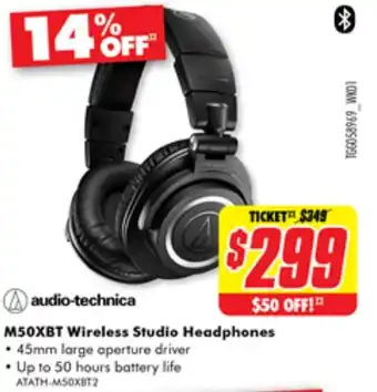 The Good Guys audio-technica M50XBT Wireless Studio Headphones offer