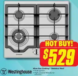 The Good Guys Westinghouse 60cm Gas Cooktop - Stainless Steel offer