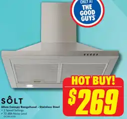 The Good Guys SÔLT 60cm Canopy Rangehood Stainless Steel offer