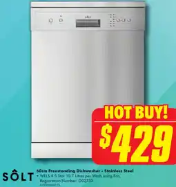 The Good Guys SOLT 60cm Freestanding Dishwasher - Stainless Steel offer