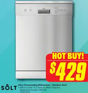The Good Guys SOLT 60cm Freestanding Dishwasher - Stainless Steel offer