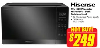 The Good Guys Hisense 42L 1100W Inverter Microwave - Dark Stainless Steel offer