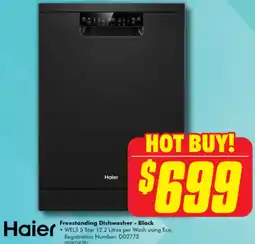 The Good Guys Haier Freestanding Dishwasher - Black offer