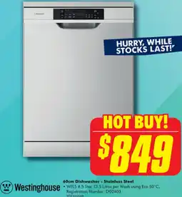 The Good Guys 60cm Dishwasher - Stainless Steel Westinghouse offer