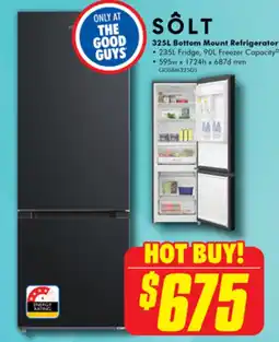 The Good Guys SÔLT 325L Bottom Mount Refrigerator offer