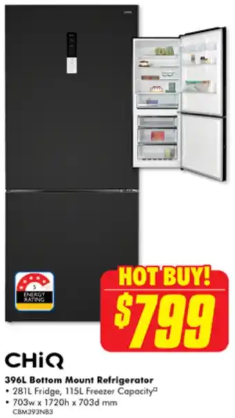 The Good Guys CHIQ 396L Bottom Mount Refrigerator offer