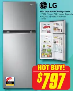 The Good Guys LG 315L Top Mount Refrigerator offer