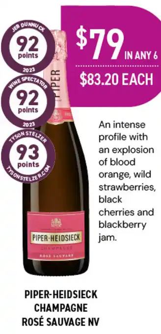 Dan Murphy's PIPER-HEIDSIECK CHAMPAGNE ROSÉ SAUVAGE NV offer