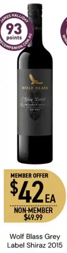 Dan Murphy's Wolf Blass Grey Label Shiraz 2015 offer