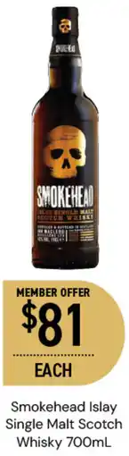 Smokehead Islay Single Malt Scotch Whisky 700mL