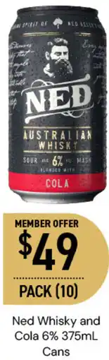Dan Murphy's Ned Whisky and Cola 6% 375mL Cans offer