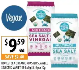 Supabarn HONEST SEA ORGANIC ROASTED SEAWEED SELECTED VARIETIES 6 x 5g $3.19 per 10g offer