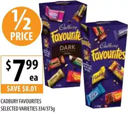 Supabarn CADBURY FAVOURITES SELECTED VARIETIES 334/373g offer