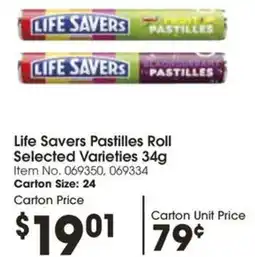 Campbells Wholesale Life Savers Pastilles Roll Selected Varieties 34g Item No. 069350, 069334 Carton Size: 24 offer