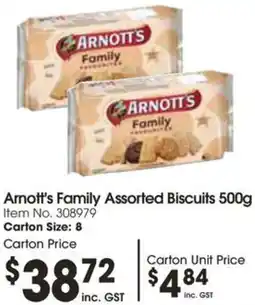Campbells Wholesale Arnott's Family Assorted Biscuits 500g offer