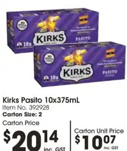 Campbells Wholesale Kirks Pasito 10x375mL offer